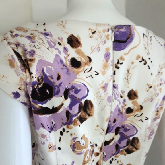 K STUDIO COTTON CAP SLEEVE PURPLE FLORAL SHIFT DRESS SZ 8 - Picture 7 of 9
